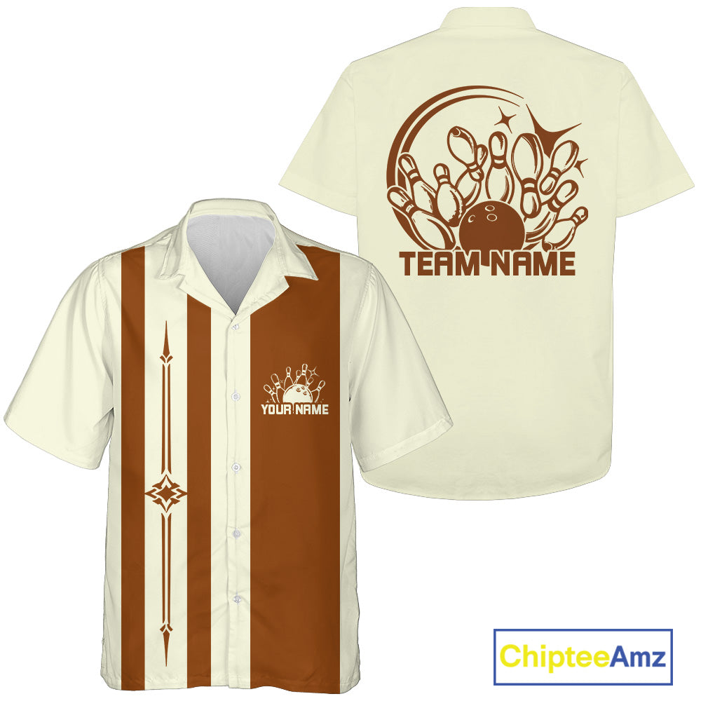 Custom Name Retro Bowling Team Shirt, Matching Bowling League Shirt For Bowlers