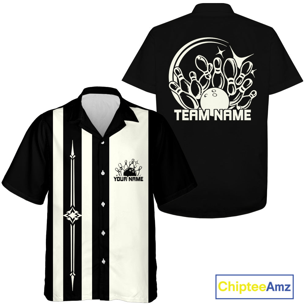 Custom Name Retro Bowling Team Shirt, Matching Bowling League Shirt For Bowlers