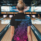 Custom Blue Purple And Pink Tribal Turtle Bowling Quarter-Zip, Polynesian Bowling