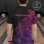 Custom Pink And Purple Tribal Turtle Bowling Polo, Polynesian Bowling Outfit