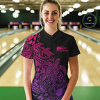 Custom Pink And Purple Tribal Turtle Bowling Quarter-Zip, Polynesian Bowling