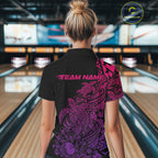 Custom Pink And Purple Tribal Turtle Bowling Quarter-Zip, Polynesian Bowling