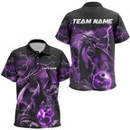 Black And Purple Thunder Lightning Custom Dragon Bowling Team Shirts, Bowling Uniform