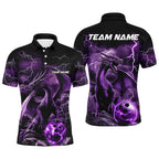 Black And Purple Thunder Lightning Custom Dragon Bowling Team Shirts, Bowling Uniform