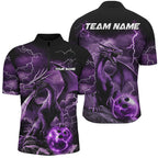 Black And Purple Thunder Lightning Custom Dragon Bowling Team Shirts, Bowling Uniform