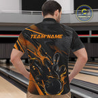 Custom Black And Yellow Flame Bowling Team Quarter-Zip Shirts, Fire Bowling Jerseys