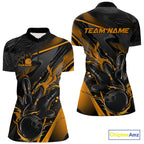 Custom Black And Yellow Flame Bowling Team Quarter-Zip Shirts, Fire Bowling Jerseys
