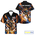 Custom Funny Crown Bowling Team And Button Up Shirt, Bowling King Jersey Bowler Outfit