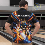 Custom Funny Crown Bowling Team Quarter Zip Shirt, Bowling King Jersey Bowler Outfit