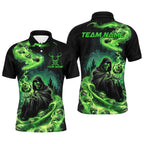 Black And Green Grim Reaper Custom Halloween Bowling Team Shirts, Bowling Gifts