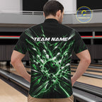 Custom Black And Green Lightning Bowling Tournament Jersey, Bowling Team Quarter Zip Shirt