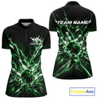 Custom Black And Green Lightning Bowling Tournament Jersey, Bowling Team Shirt