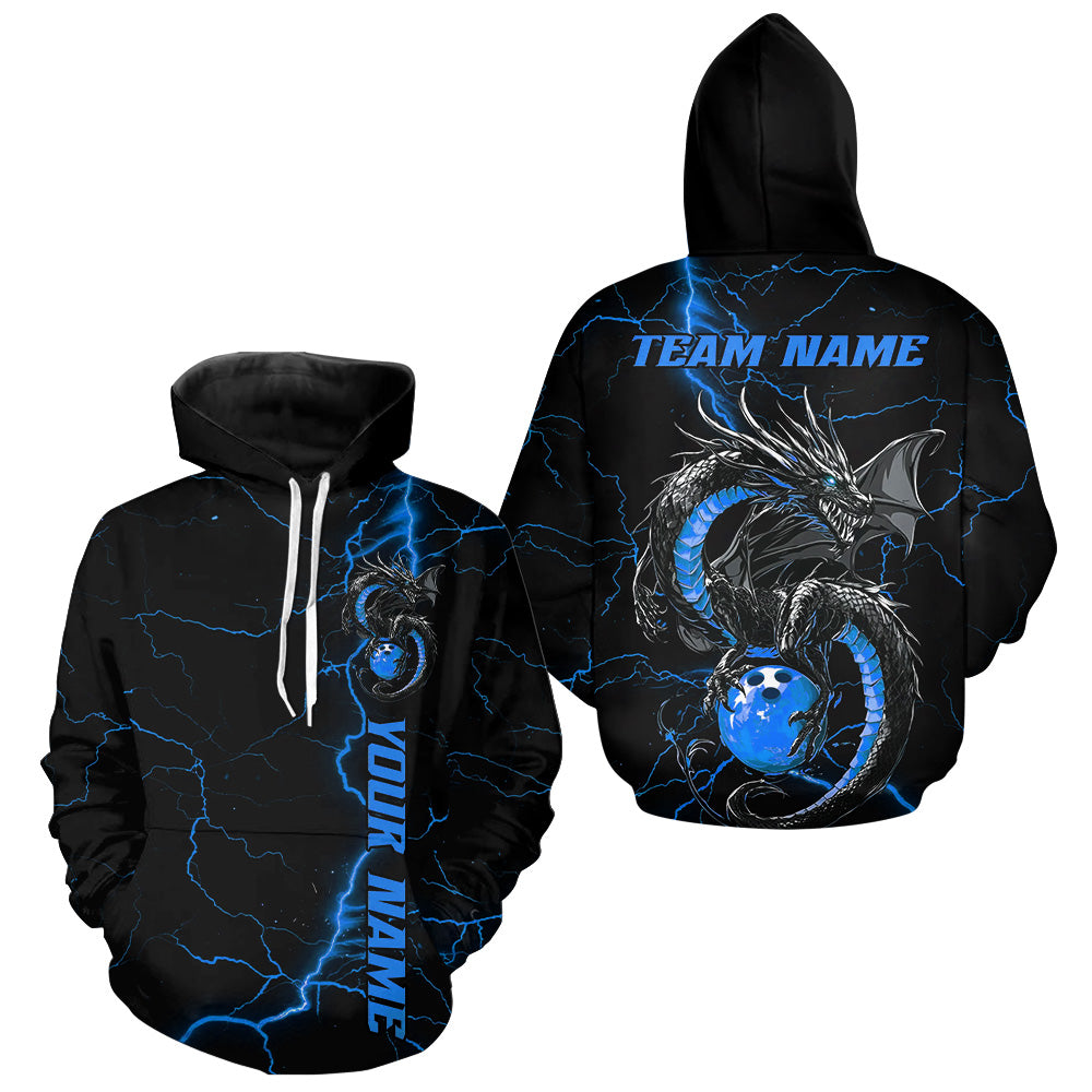 Black And Blue Custom Dragon Bowling Shirts And, Dragon Bowling League Shirts Outfits