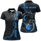 Black And Blue Custom Dragon Bowling Shirts, Dragon Bowling League Shirts Outfits