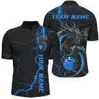 Black And Blue Custom Dragon Bowling Shirts, Dragon Bowling League Shirts Outfits