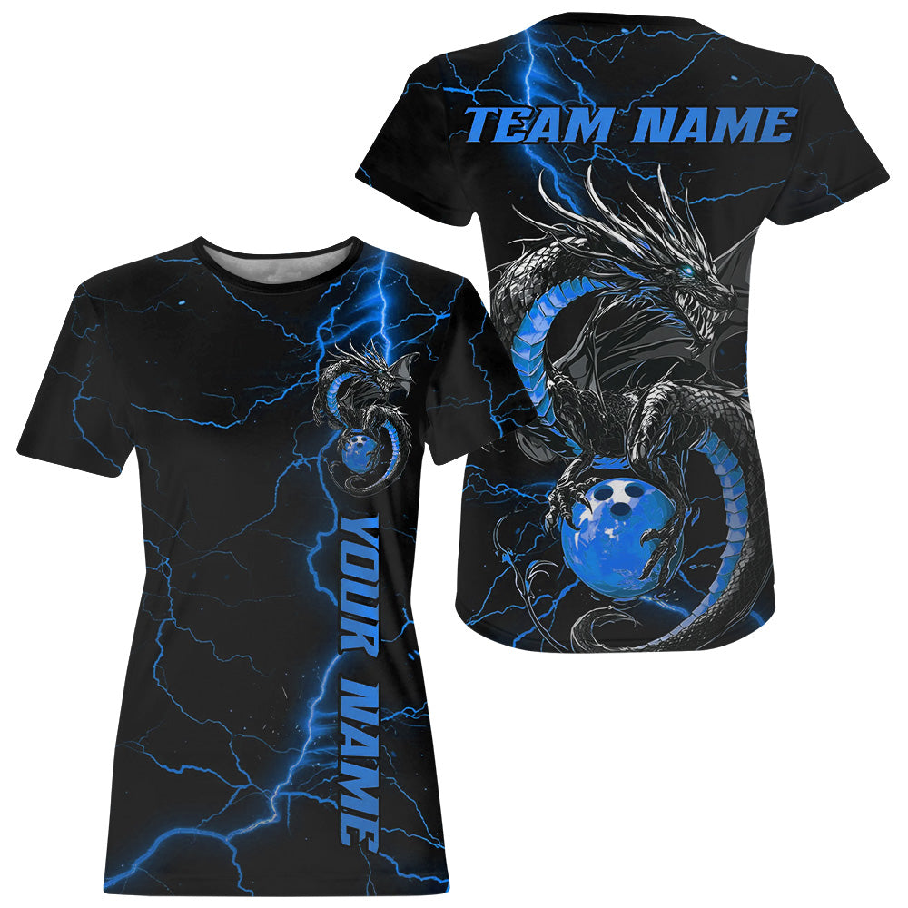Black And Blue Custom Dragon Bowling, Dragon Bowling League Outfits