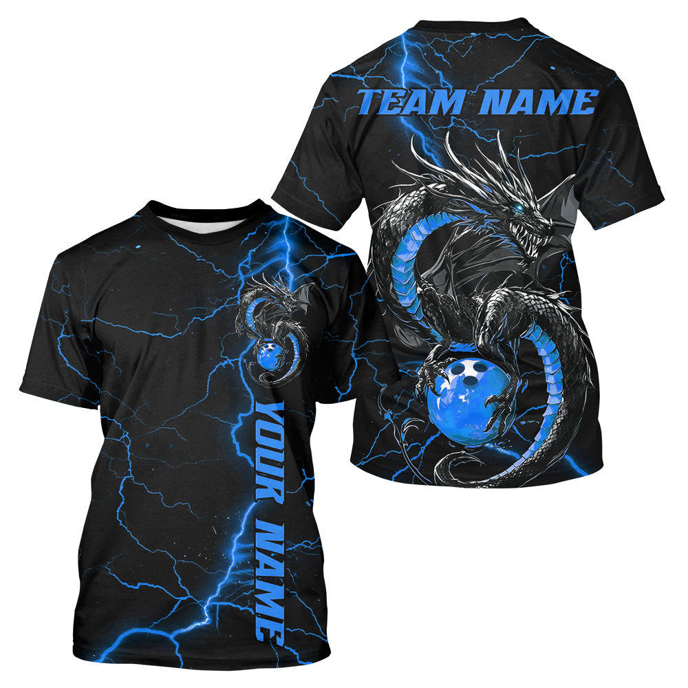 Black And Blue Custom Dragon Bowling, Dragon Bowling League Outfits