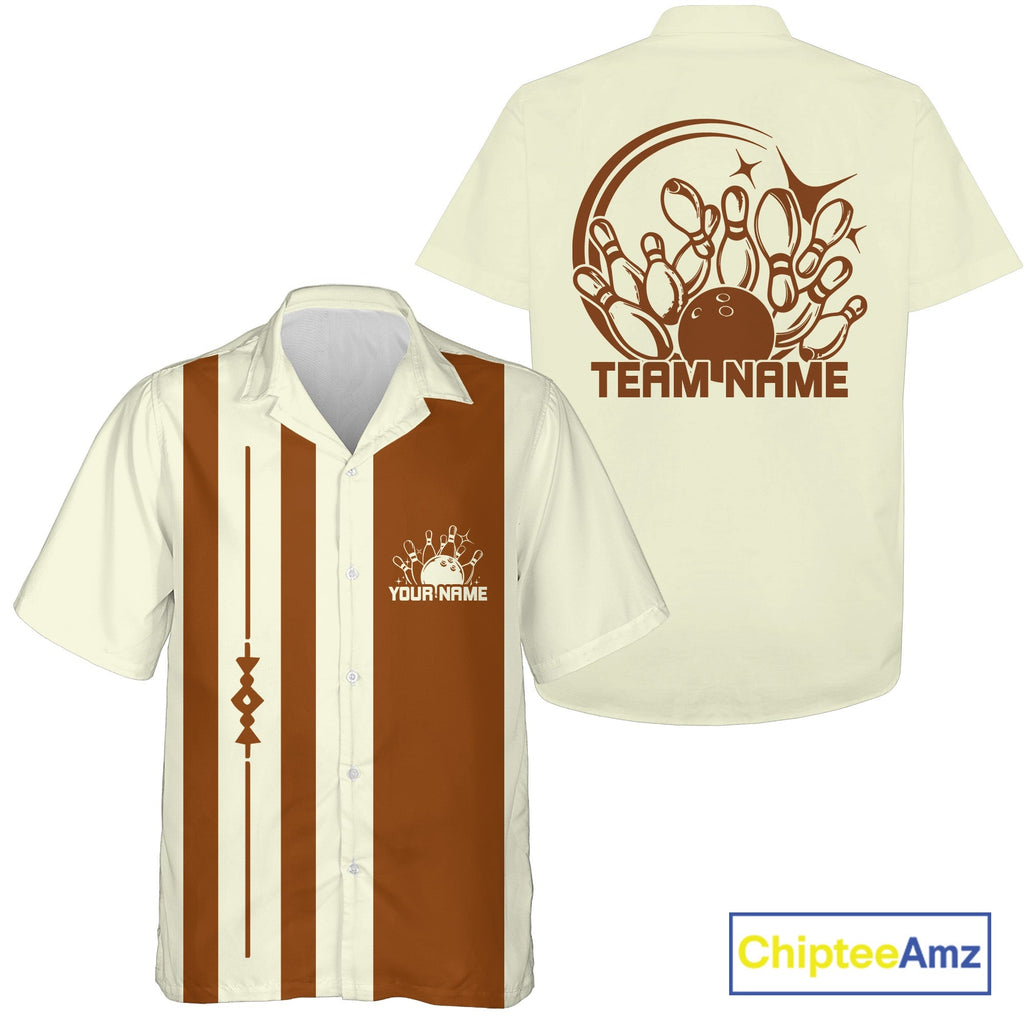 Custom Classic Vintage Bowling Team Shirts, 50S Retro Bowling Button Up Shirt