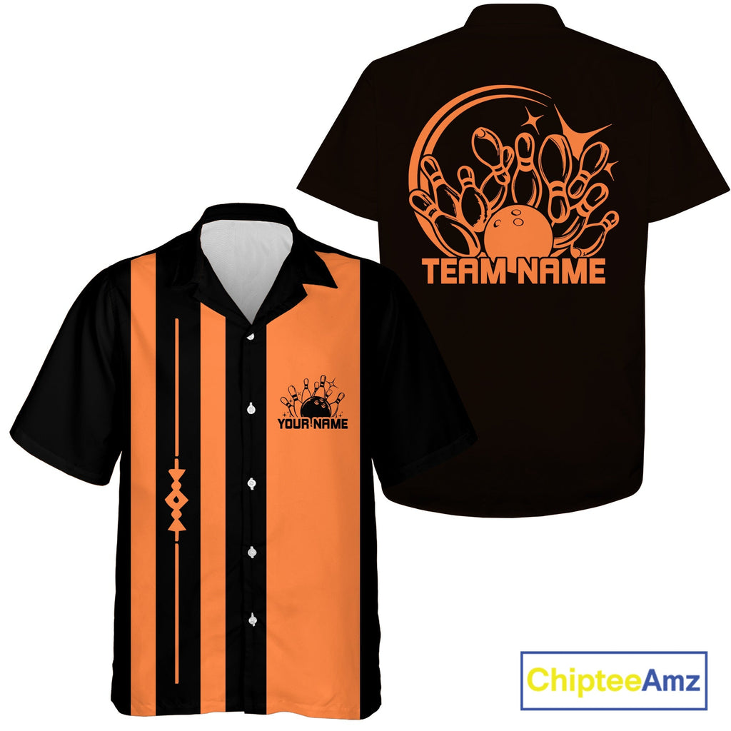 Custom Classic Vintage Bowling Team Shirts, 50S Retro Bowling Button Up Shirt