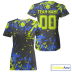 Custom Black, Green And Blue Camouflage Baseball T-Shirts Shirts, Baseball Team Uniform