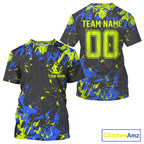 Custom Black, Green And Blue Camouflage Baseball T-Shirts Shirts, Baseball Team Uniform