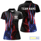 Custom Patriotic American Flag Smoke Flame Dart Jersey, Dart Team Polo Shirt