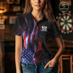 Custom Patriotic American Flag Smoke Flame Dart Jersey, Dart Team Polo Shirt