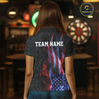 Custom Patriotic American Flag Smoke Flame Dart Jersey, Dart Team Polo Shirt