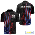 Custom Patriotic American Flag Smoke Flame Dart Jersey, Dart Team Quarter Zip Shirt