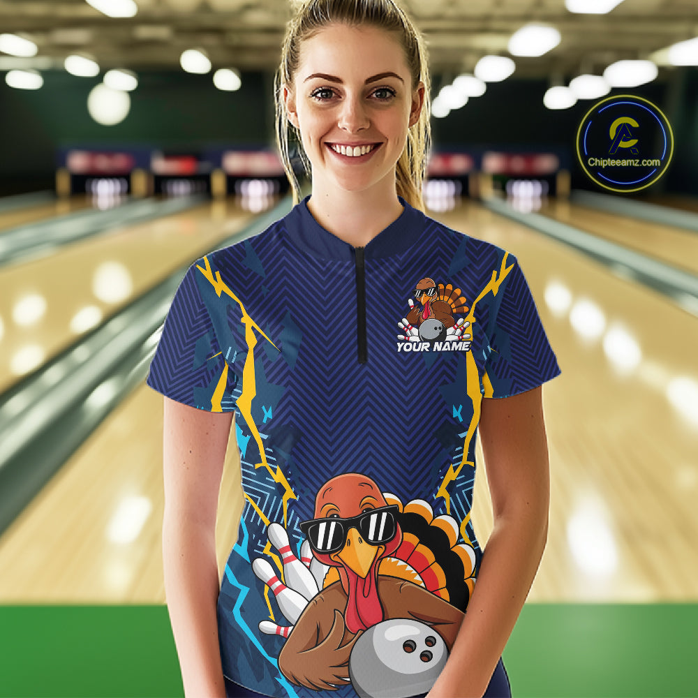 Custom Funny Turkey Bowling Team Shirts, Thanksgiving Bowling Uniform Outfit