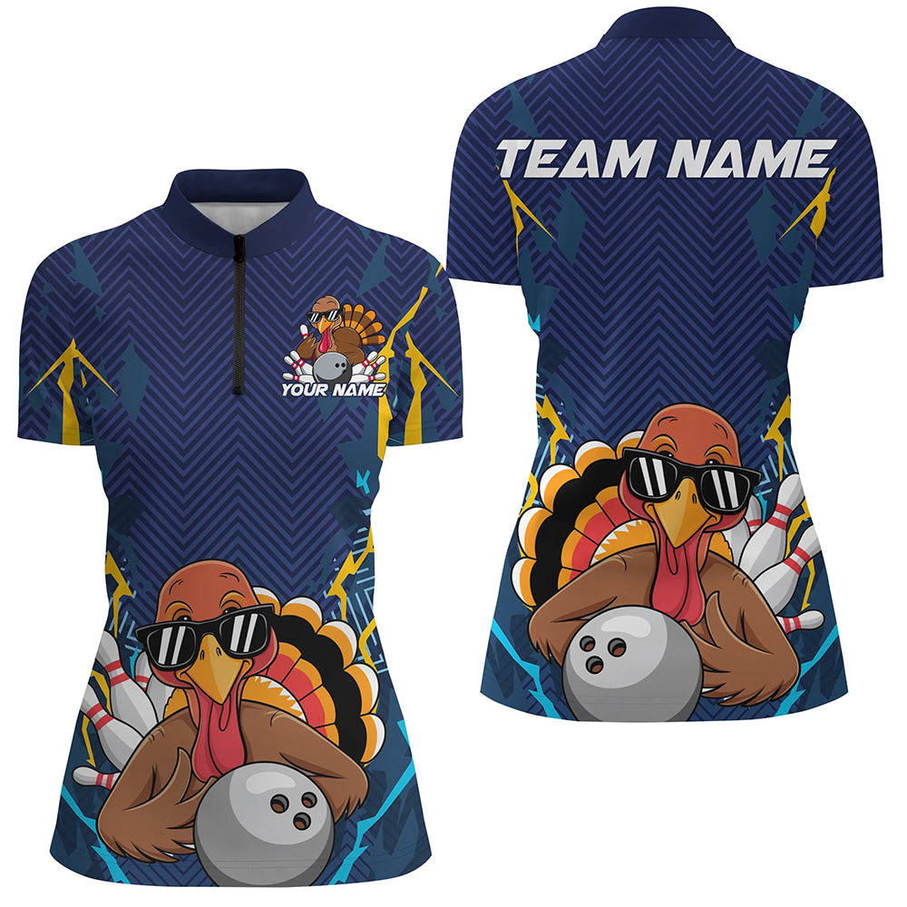 Custom Funny Turkey Bowling Team Shirts, Thanksgiving Bowling Uniform Outfit