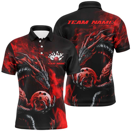 Custom Multi-Color Dragon Bowling Team Polo And Quarter-Zip Shirts