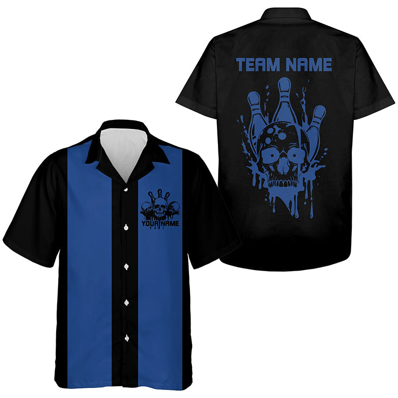 Custom Vintage Skull Bowling Shirts, And Retro Hawaiian Bowling Shirts