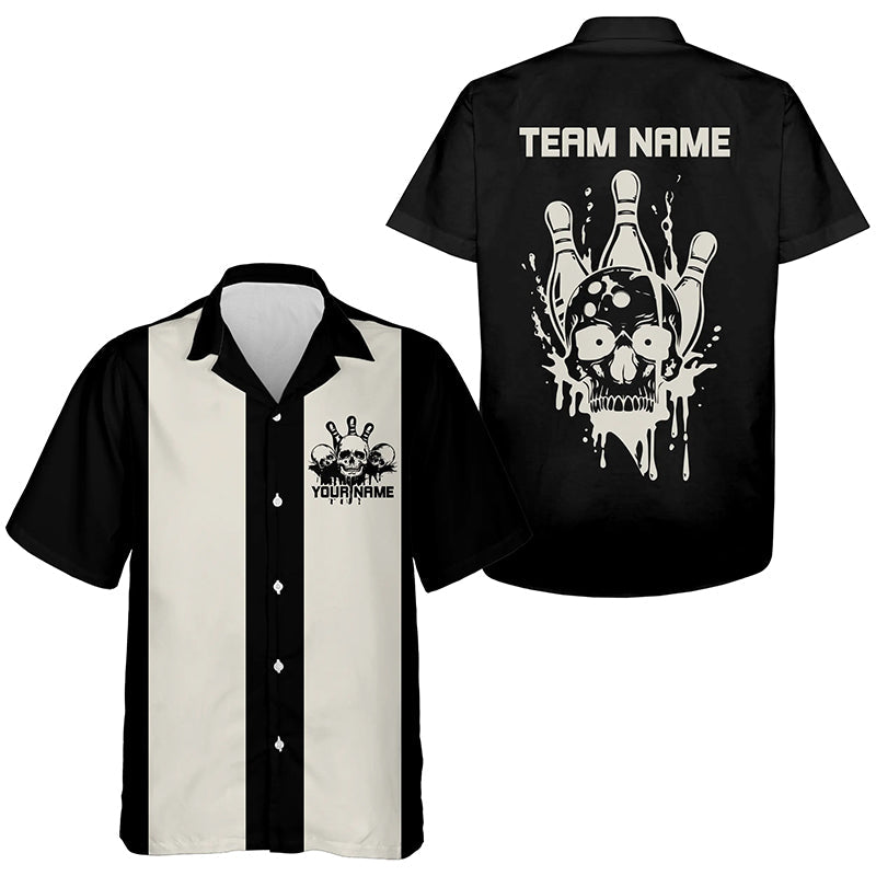 Custom Vintage Skull Bowling Shirts, And Retro Hawaiian Bowling Shirts