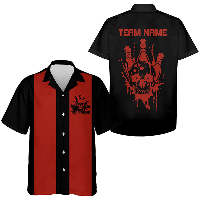 Custom Vintage Skull Bowling Shirts, And Retro Hawaiian Bowling Shirts