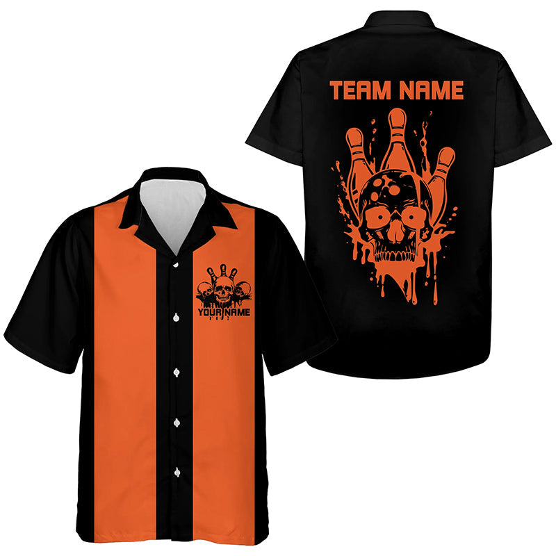 Custom Vintage Skull Bowling Shirts, And Retro Hawaiian Bowling Shirts