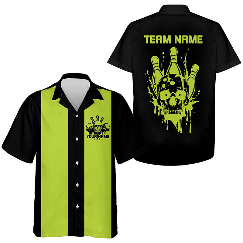 Custom Vintage Skull Bowling Shirts, And Retro Hawaiian Bowling Shirts