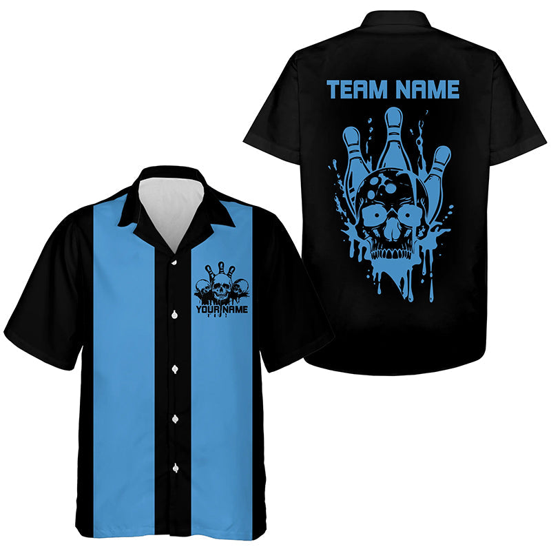 Custom Vintage Skull Bowling Shirts, And Retro Hawaiian Bowling Shirts