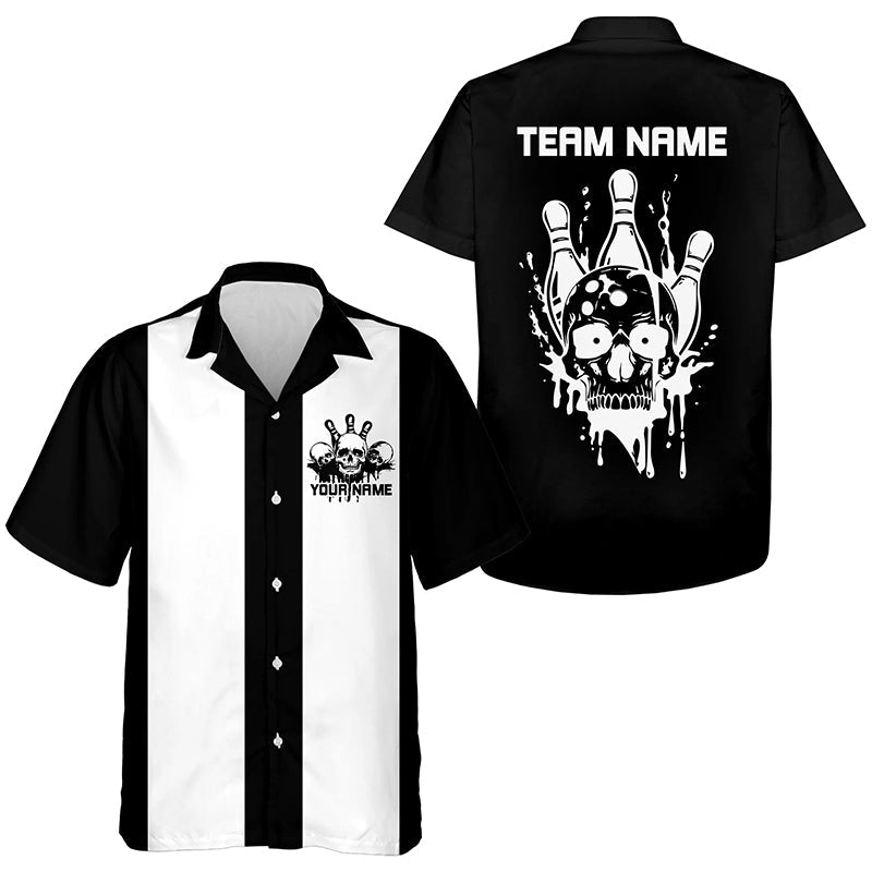 Custom Vintage Skull Bowling Shirts, And Retro Hawaiian Bowling Shirts