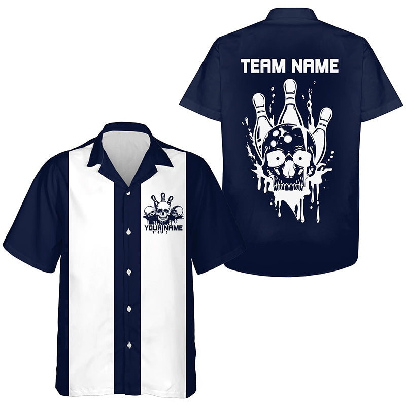 Custom Vintage Skull Bowling Shirts, And Retro Hawaiian Bowling Shirts