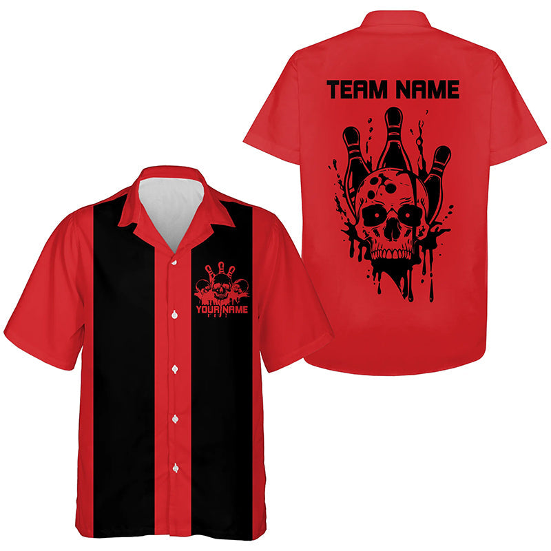 Custom Vintage Skull Bowling Shirts, And Retro Hawaiian Bowling Shirts