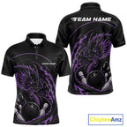 Personalized Purple Flame Coiled Dragon Bowling Polo Shirt Team Uniform