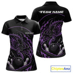 Personalized Purple Flame Coiled Dragon Bowling Polo Shirt Team Uniform