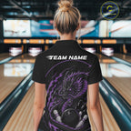 Personalized Purple Flame Coiled Dragon Bowling Polo Shirt Team Uniform
