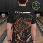 Personalized Orange Flame Coiled Dragon Bowling Polo Shirt Team Uniform