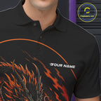 Personalized Orange Flame Coiled Dragon Bowling Polo Shirt Team Uniform