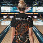 Personalized Orange Flame Coiled Dragon Bowling Polo Shirt Team Uniform