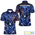 Custom American Bowling Eagle Polo Team Shirt, Patriotic Bowling Jerseys