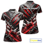 Red Claw Marks Custom Bowling Jersey, Bowling Tournament Polo Shirt Team Uniform