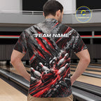 Red Claw Marks Custom Bowling Jersey, Bowling Tournament Quarter Zip Shirt Team Uniform